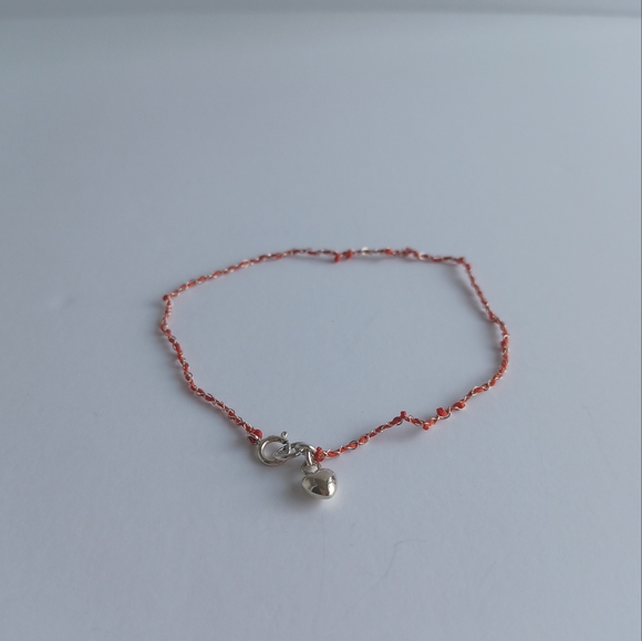 Solid 925 sterling silver with lucky red jewelry threads ankle bracelet - Picture 7 of 8